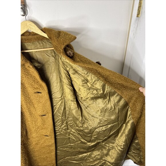 Vintage 1960s Mayfair Garment Montreal Bouclé Wool Coat Brown XL Mid Century - Picture 8 of 10
